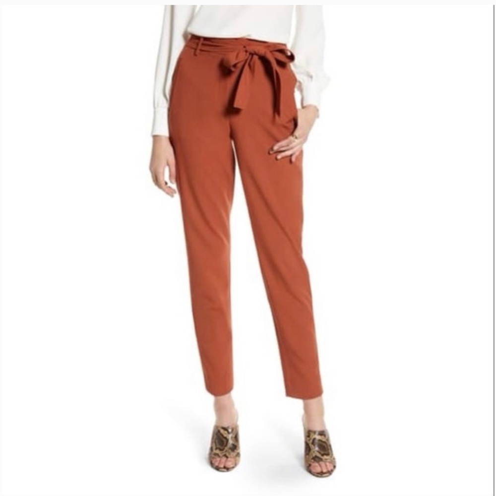 Halogen Twill Tie Waist Ankle Pant in Seqouia (Rust) - Size 2